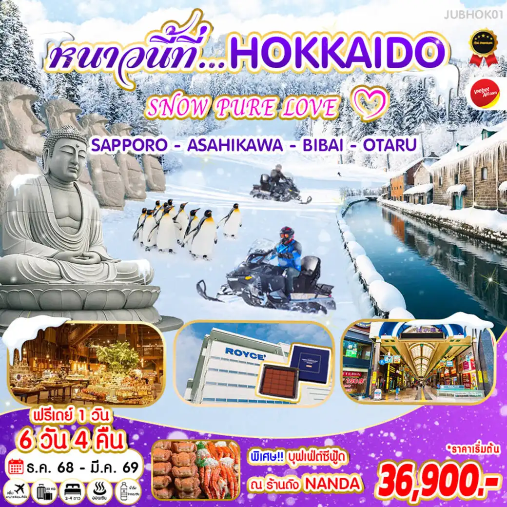 ทัวร์ญี่ปุ่น หนาวนี้ที่...HOKKAIDO SNOW PURE LOVE 6วัน 4คืน (VZ)