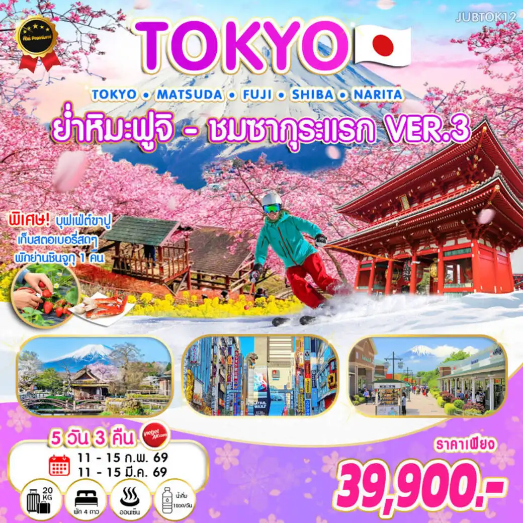 ทัวร์ญี่ปุ่น โตเกียว ย่ำหิมะ-ชมซากุระแรก VER.3 5วัน 3คืน (VZ)