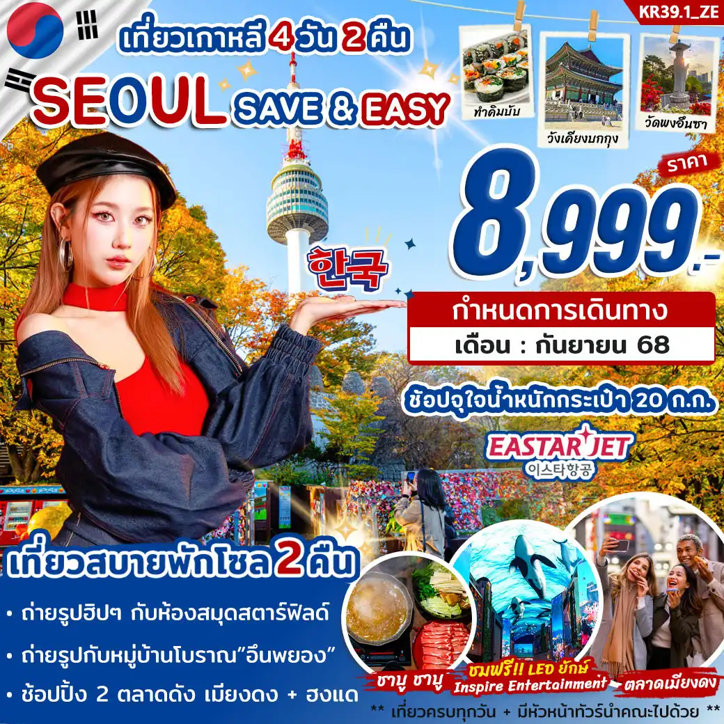 ทัวร์เกาหลี SEOUL SAVE & EASY 4วัน 2คืน (ZE)