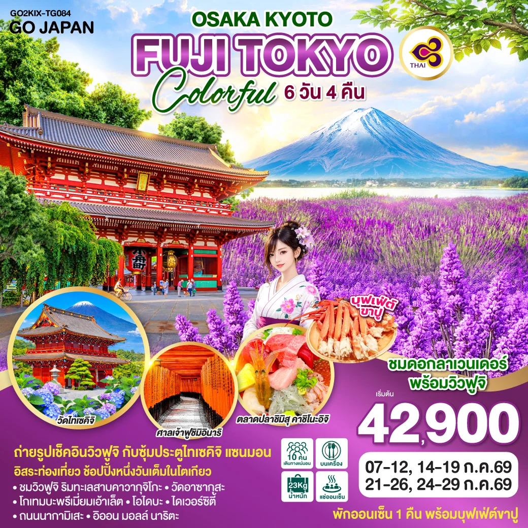 ทัวร์ญี่ปุ่น OSAKA KYOTO FUJI TOKYO COLORFUL 6วัน 4คืน [TG]